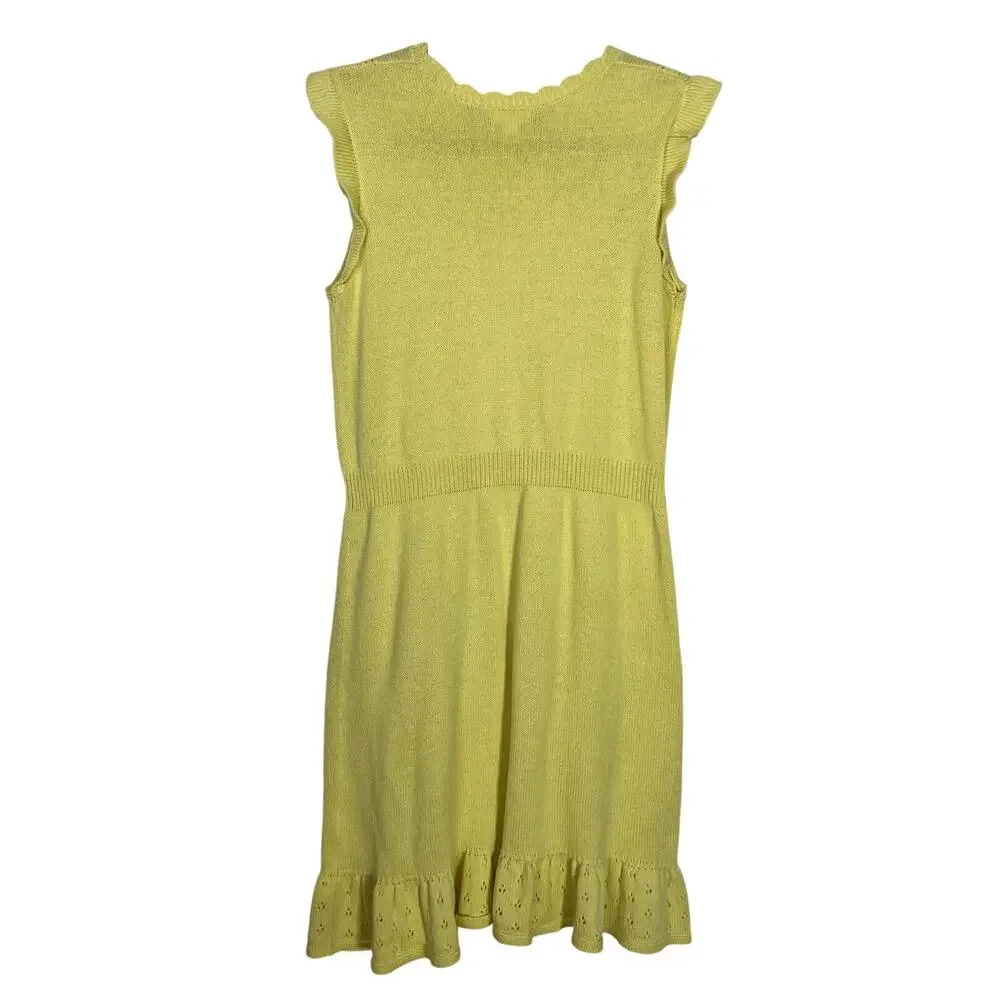 Girls Cat & Jack Yellow Knit‎ Drop Waist Flutter Ruffle Hem Dress Size (14) XL
